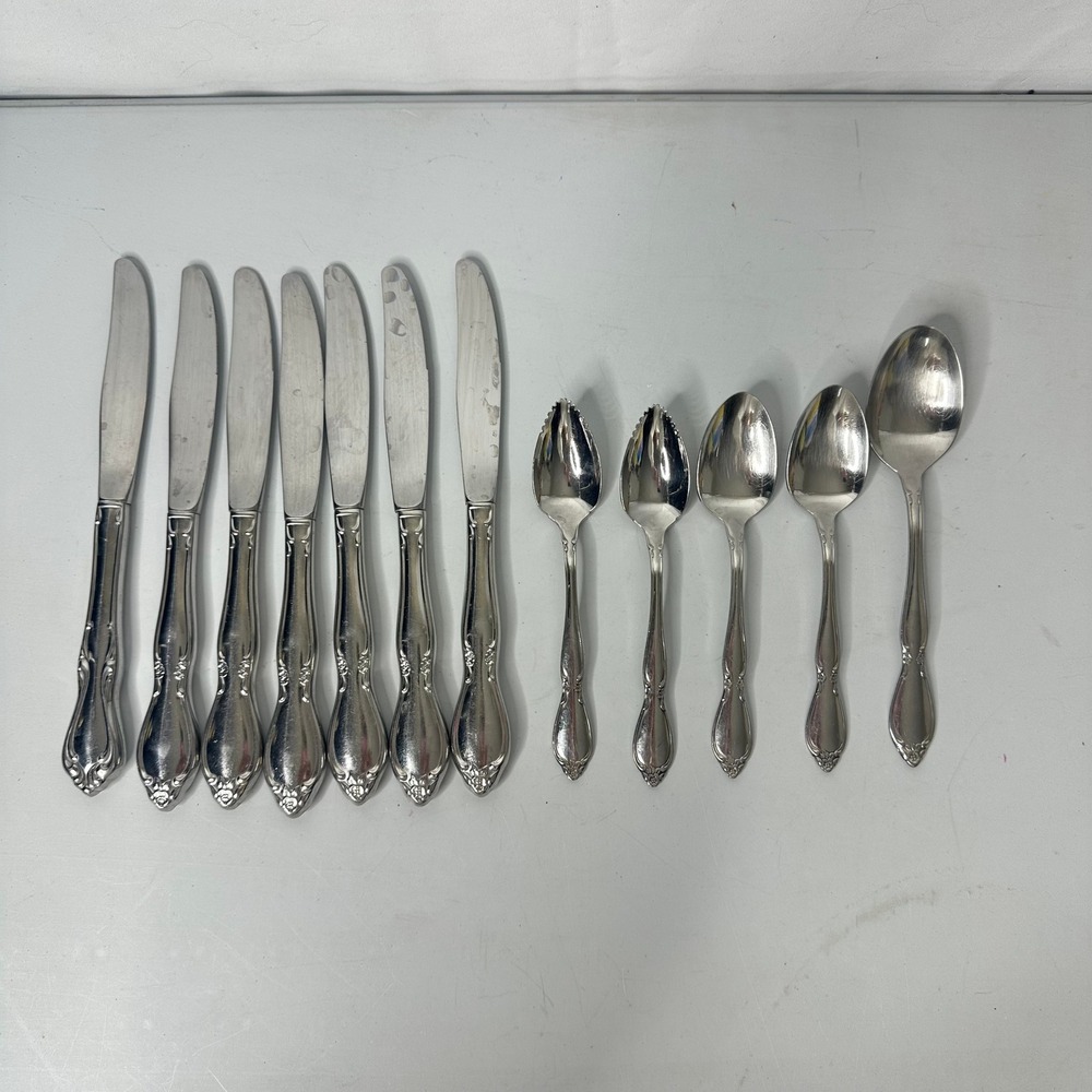 Oneida Community Stainless Flatware Set 7 Piece Silverware Knives Spoons